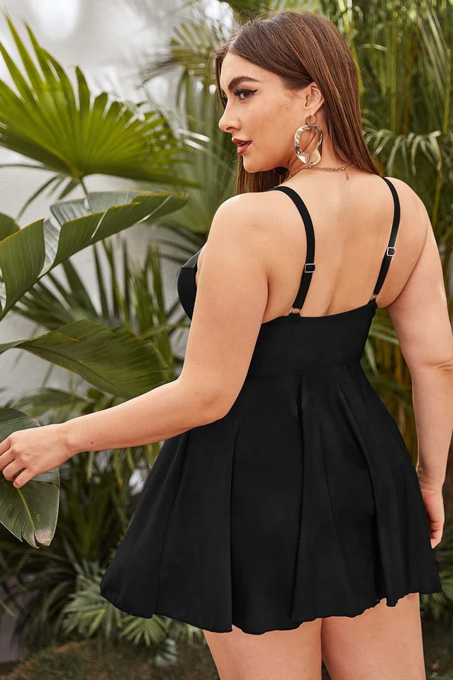 Plus Mesh Insert Ruffle Bikini Swimsuit - Image 3