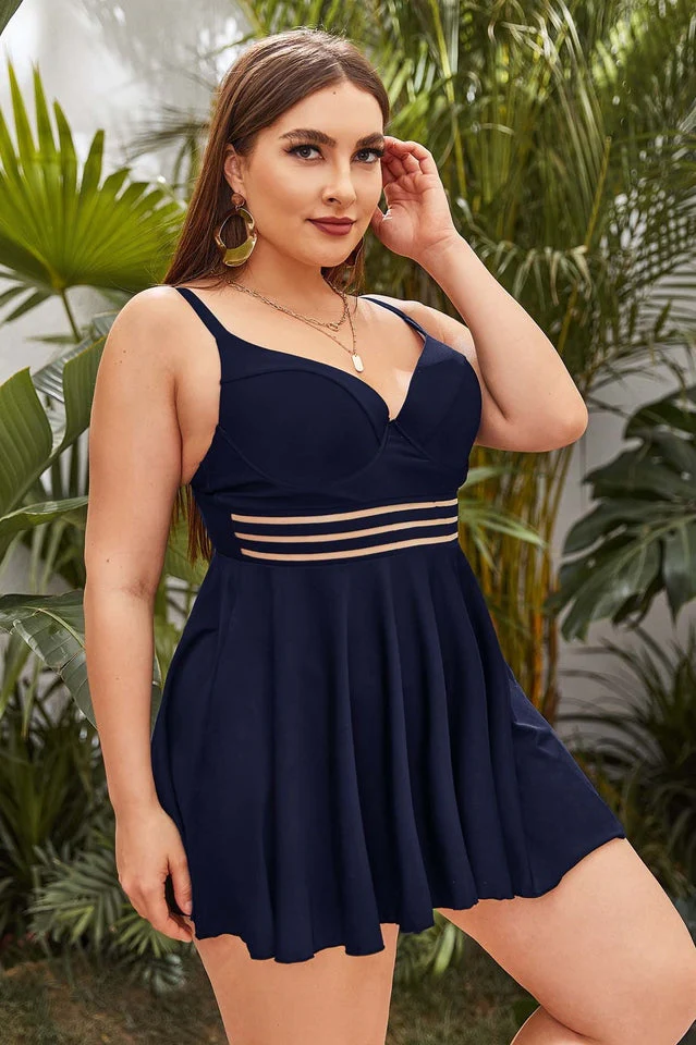 Plus Mesh Insert Ruffle Bikini Swimsuit - Image 9