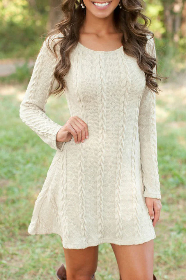 Plus Size Casual S-3XL Sweater Dress - Image 10