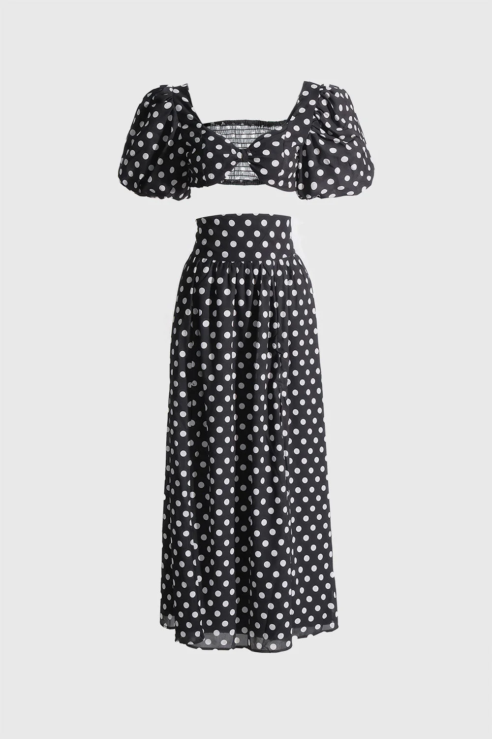 Polka Dot 2-Piece Set - Black - Image 2