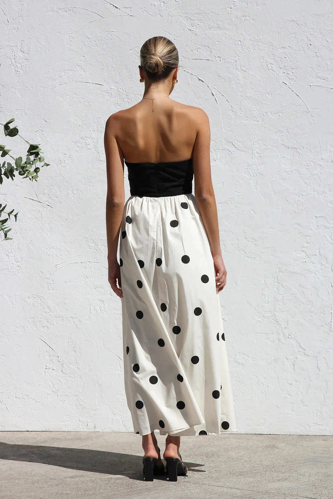 Polka Dot Print Paneled Maxi Dress - Image 6