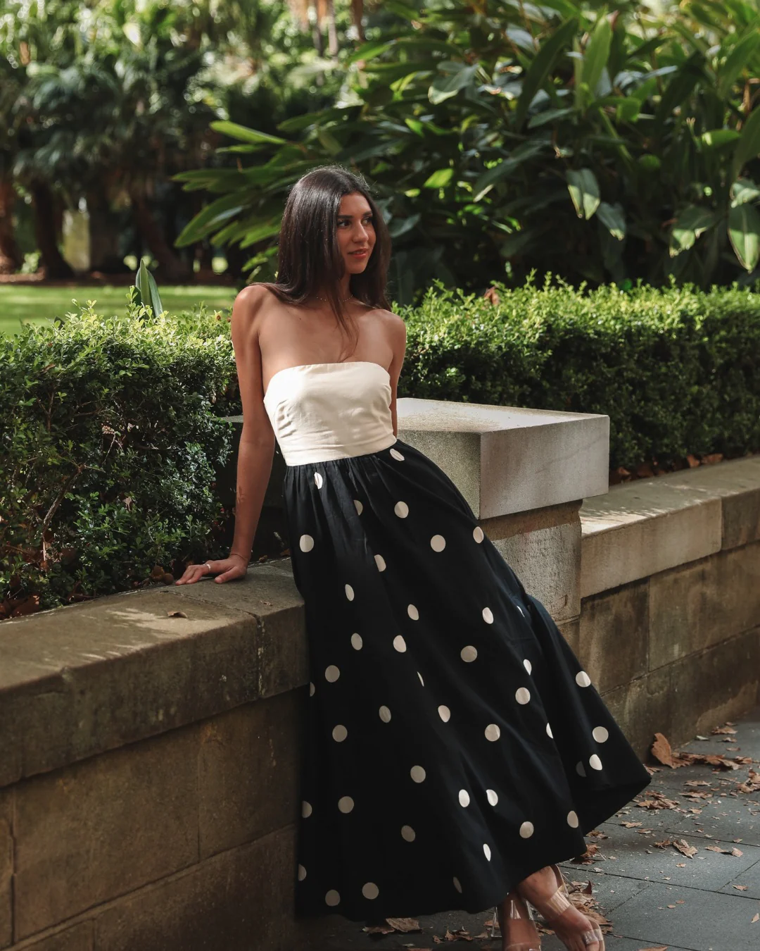 Polka Dot Print Paneled Maxi Dress - Image 9