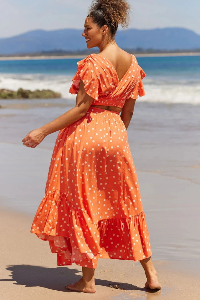 Polka Dot Ruffle Tank Top + Midi Skirt Set - Image 2