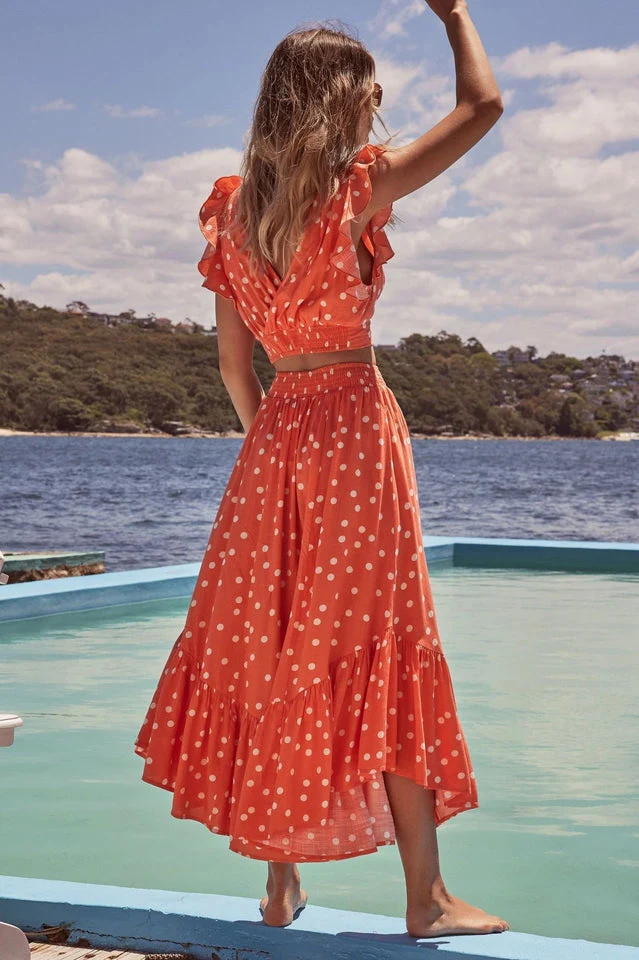Polka Dot Ruffle Tank Top + Midi Skirt Set - Image 8