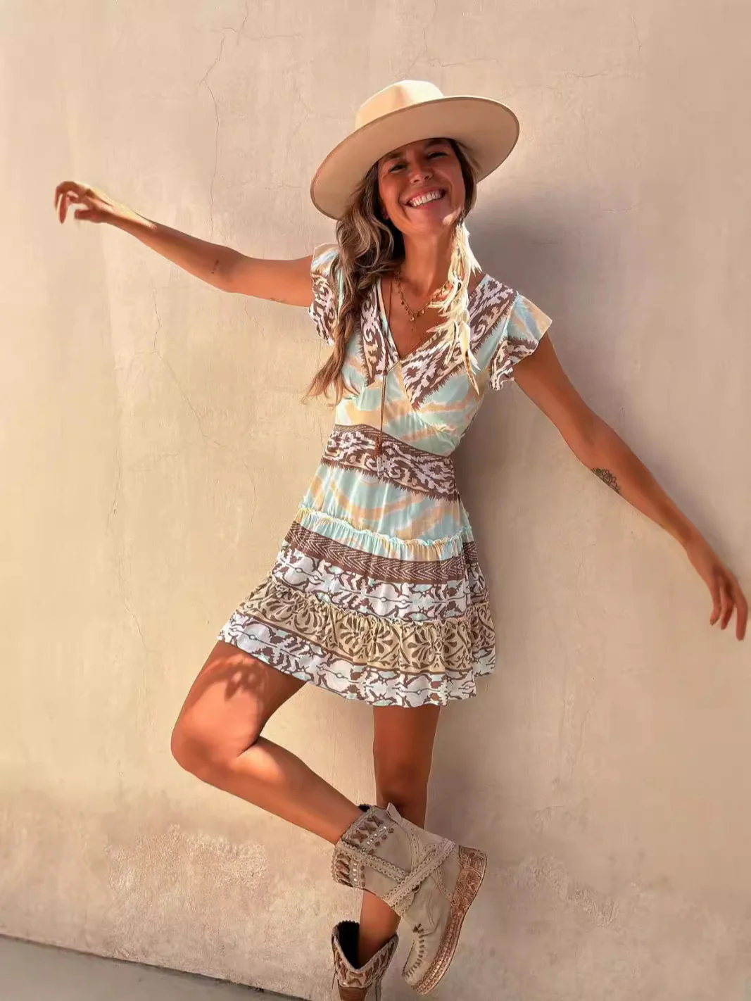 Positioned Print Ruffle Pendant Dress - Image 3