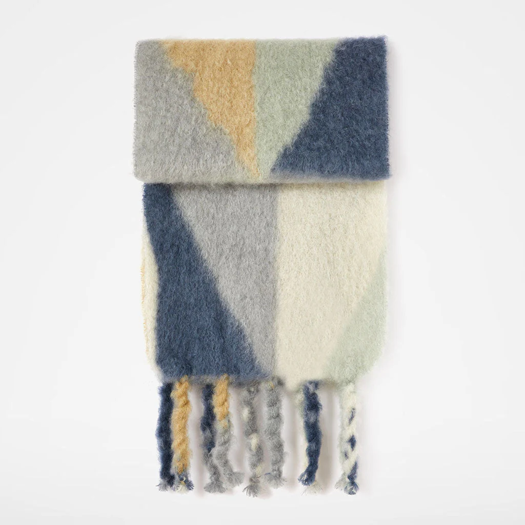 Practical Rainbow Striped Braided Brushed Fringe Scarf - Multicolor - Image 2