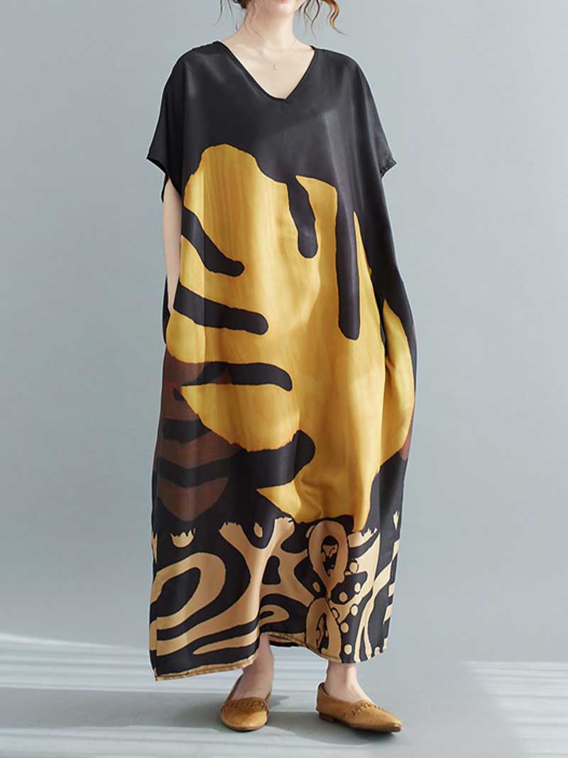 Princess Lady Leaf Print Midi Dress - Image 4