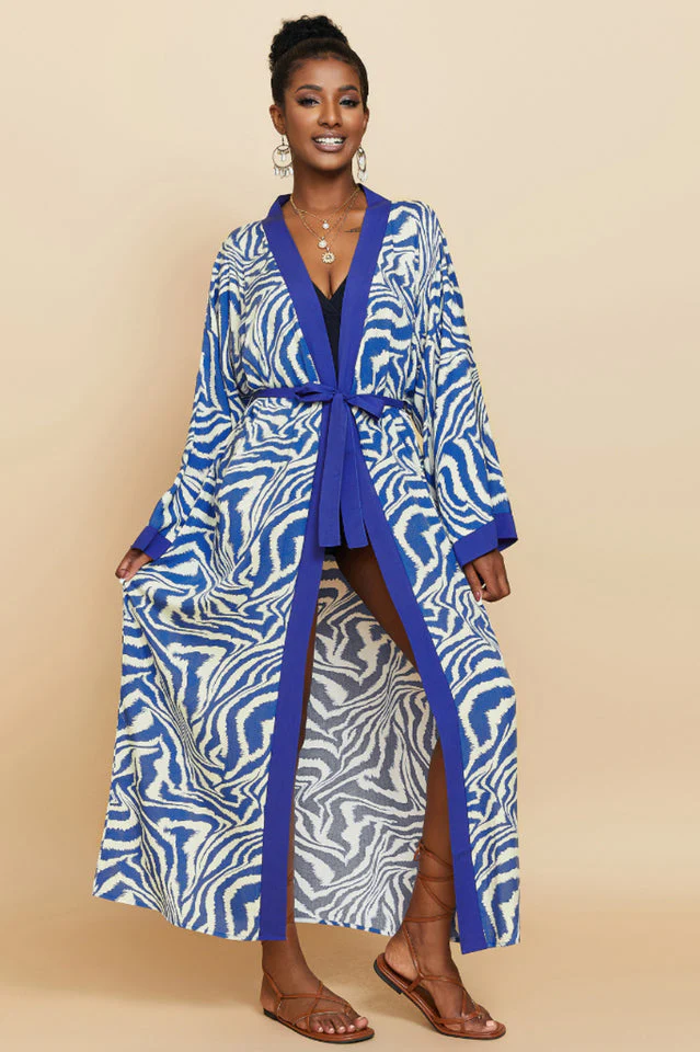 Print Belted Kimono Dress - Image 12
