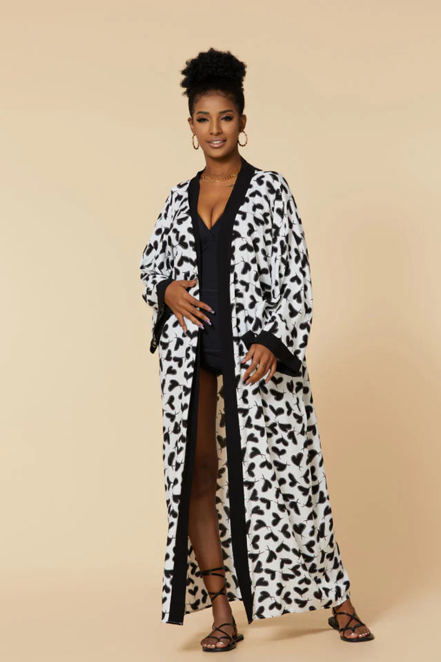 Print Belted Kimono Dress - Image 21