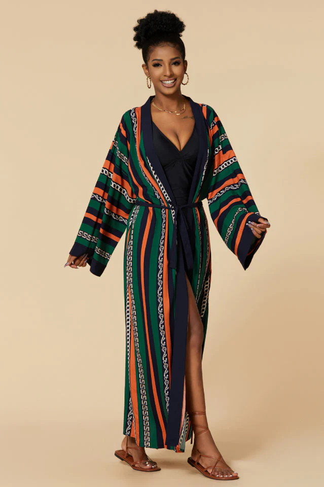 Print Belted Kimono Dress - Image 29