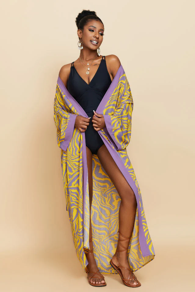 Print Belted Kimono Dress - Image 4
