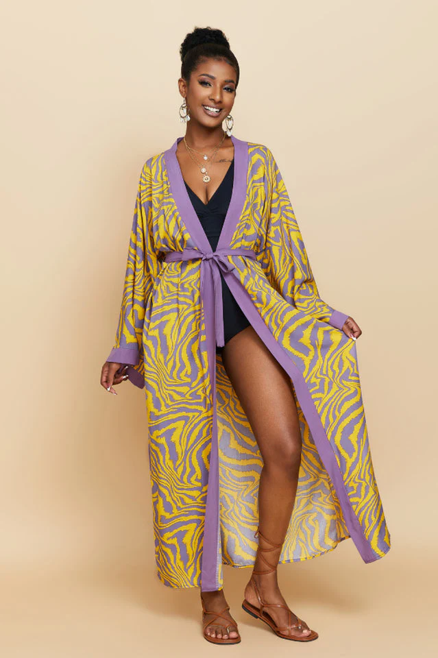 Print Belted Kimono Dress - Image 5