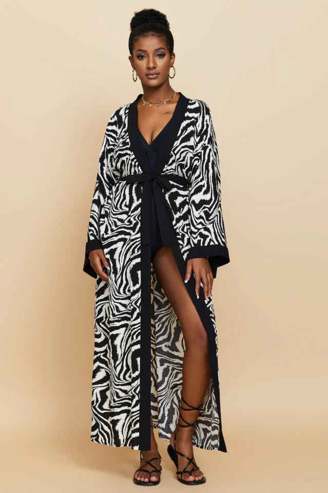Print Belted Kimono Dress - Image 6