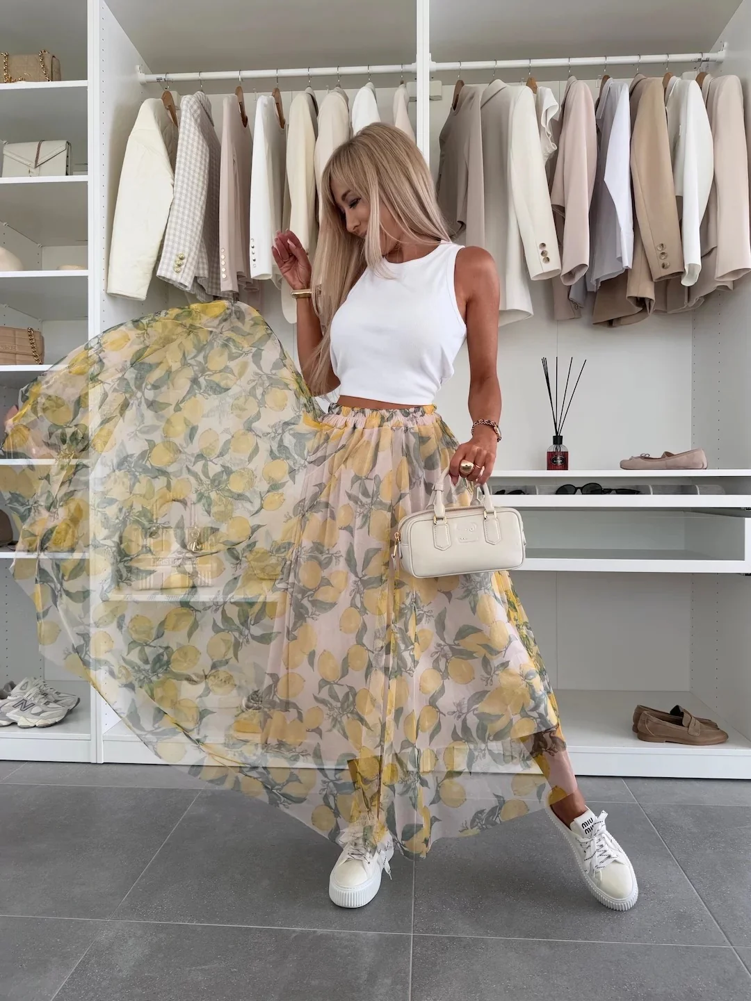 Printed Loose And Tight Waist Skirt Mesh - Image 2