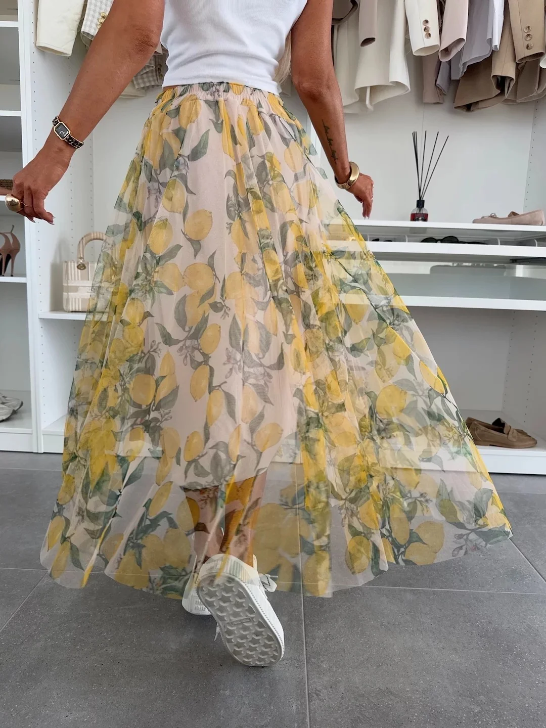 Printed Loose And Tight Waist Skirt Mesh - Image 6