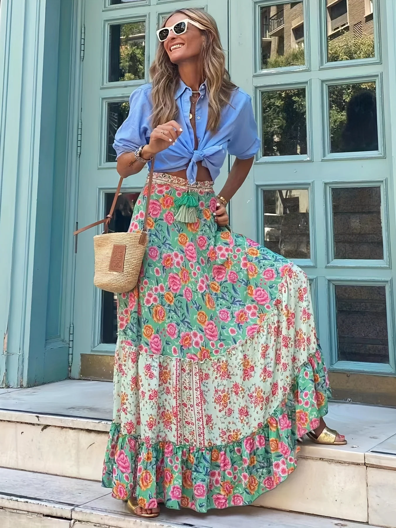 Printed Loose Casual Holiday Swing Skirt - Image 4