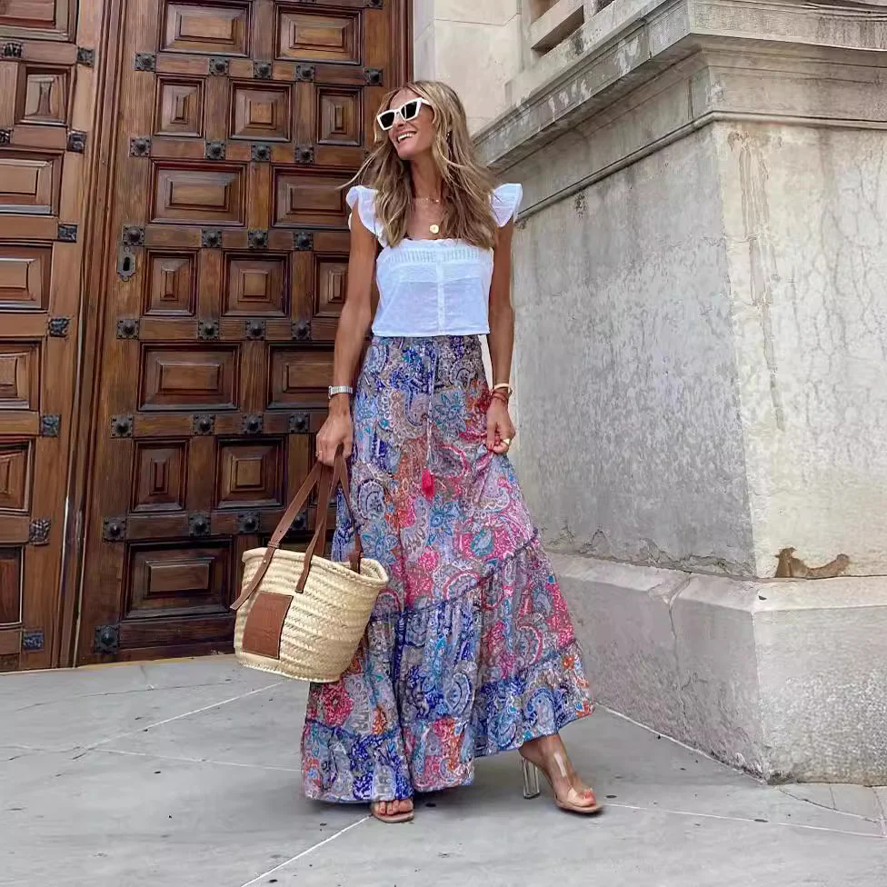 Printed Loose-Fitting Long Skirt - Image 3