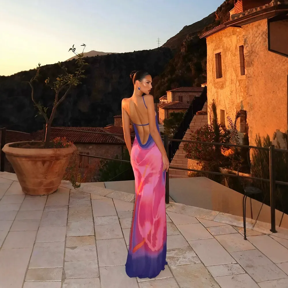 Printed Maxi Dress With Slit - Image 2