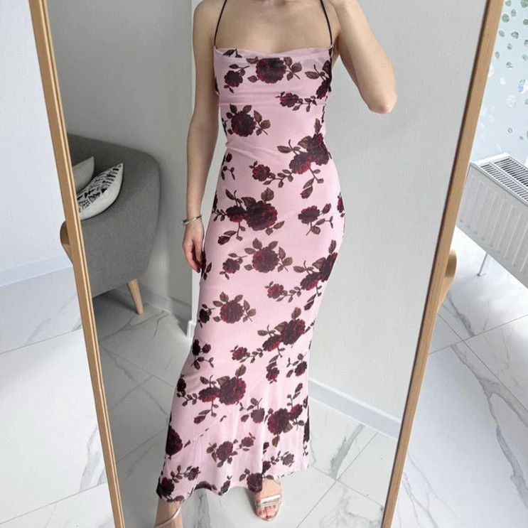 JAMI ROSE PRINT Backless Lace UP MAXI Dress - Image 15