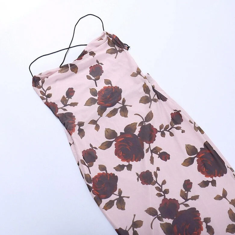 JAMI ROSE PRINT Backless Lace UP MAXI Dress - Image 17