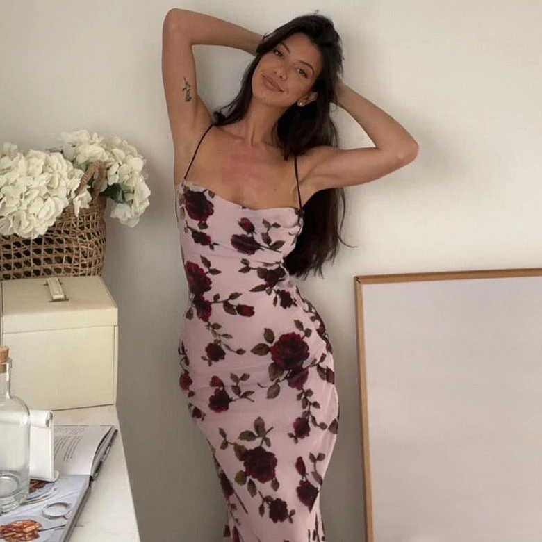 JAMI ROSE PRINT Backless Lace UP MAXI Dress - Image 7