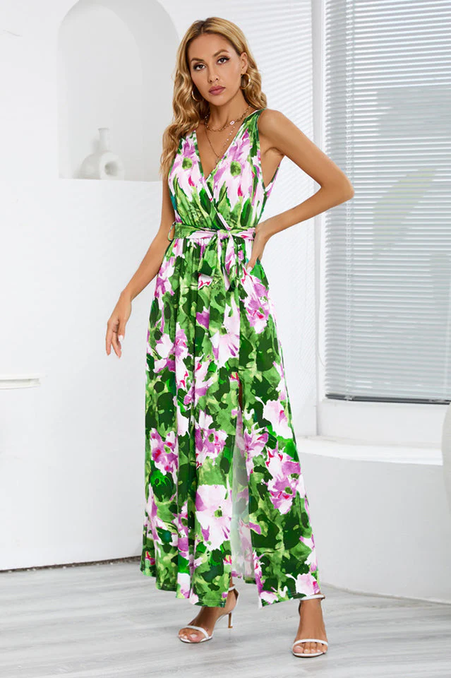 Printed Thigh-Slit Maxi Dress - Image 5