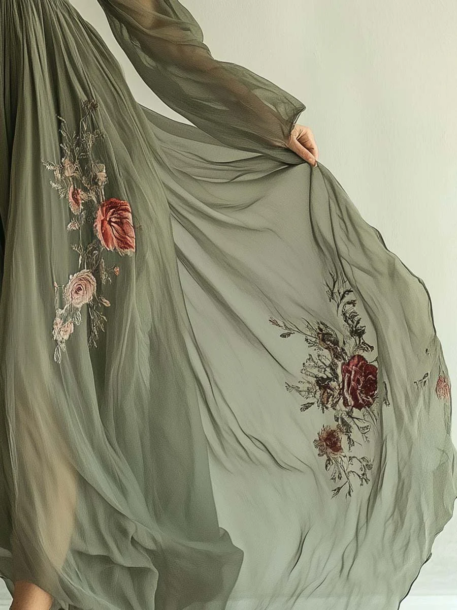 Printed V-Neck Dress - Image 2