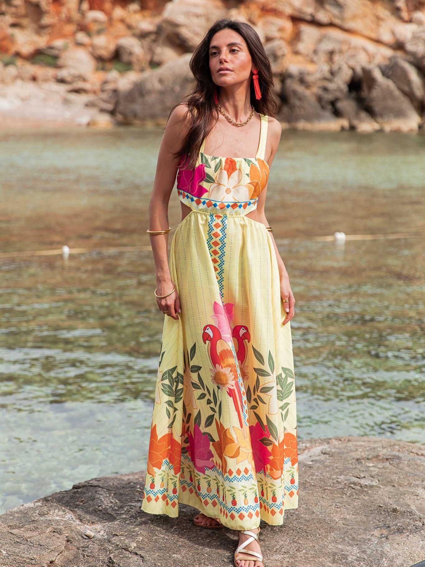 Printed Waist-Baring Maxi Dress - Image 2