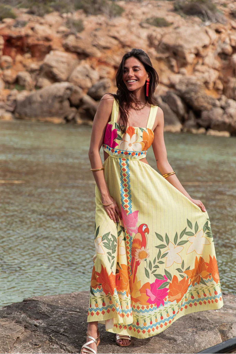Printed Waist-Baring Maxi Dress - Image 5