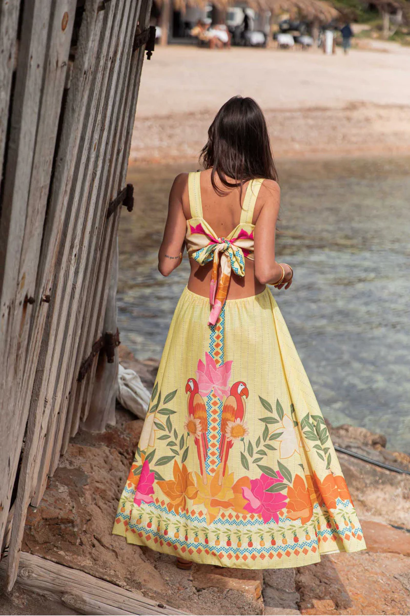 Printed Waist-Baring Maxi Dress - Image 8