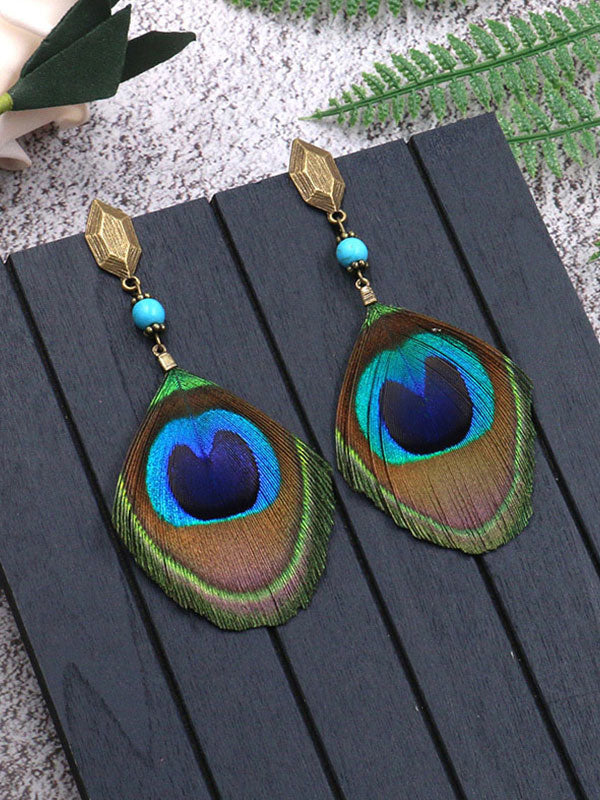 Pristine Addition Peacock Feather Earrings - Image 2