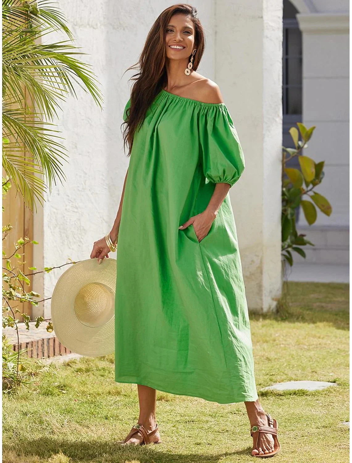 Puff Sleeve Off-Shoulder Dress - Image 2