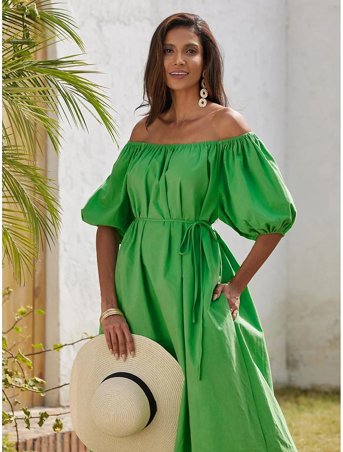 Puff Sleeve Off-Shoulder Dress - Image 4