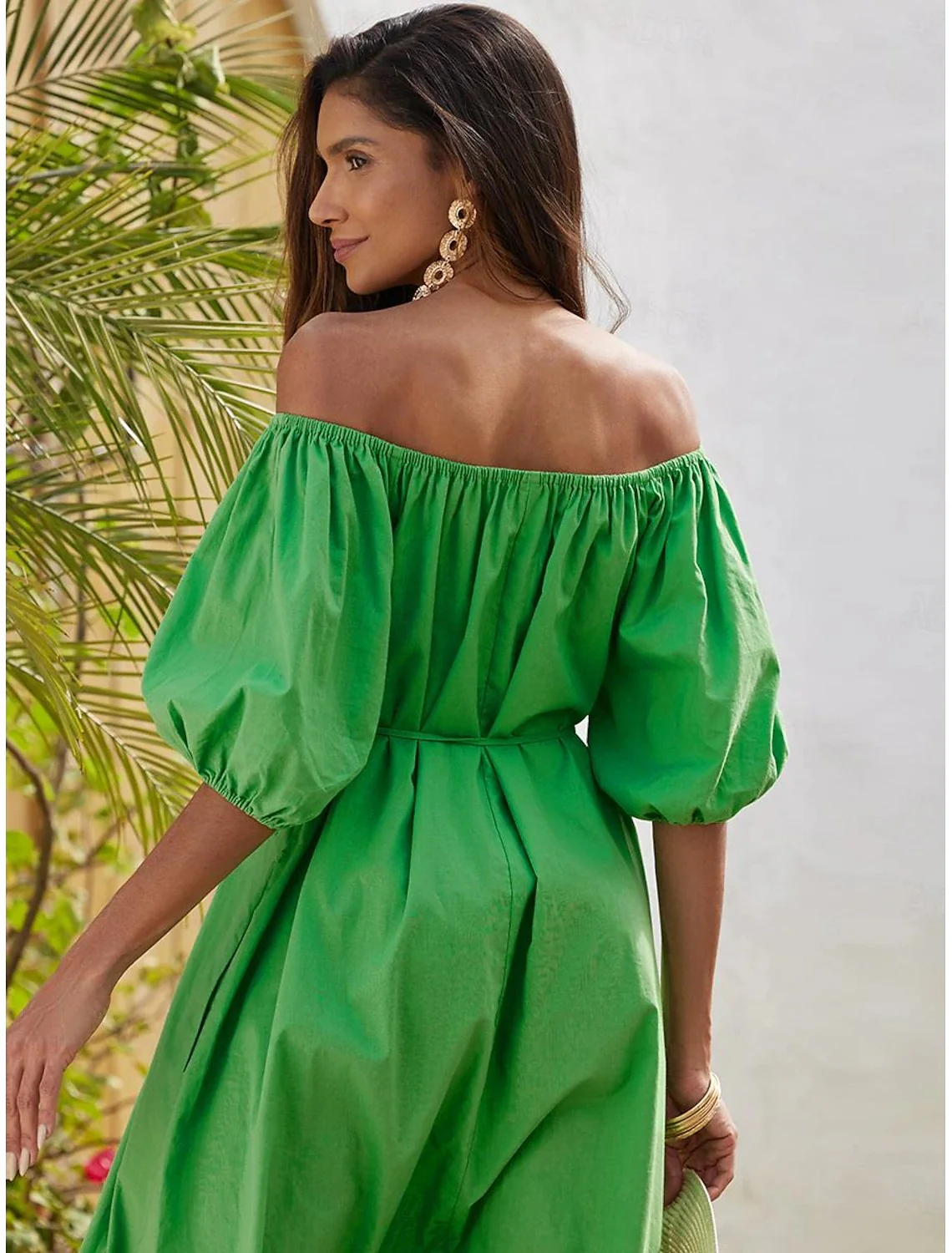 Puff Sleeve Off-Shoulder Dress - Image 5