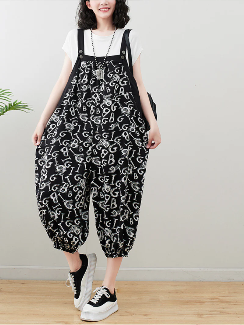 Pure Soul Black Cotton Baggy Dungarees - Image 3