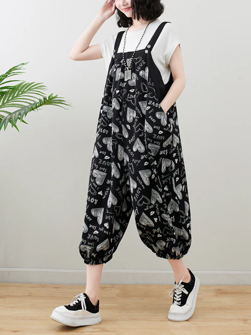 Pure Soul Black Cotton Baggy Dungarees - Image 4