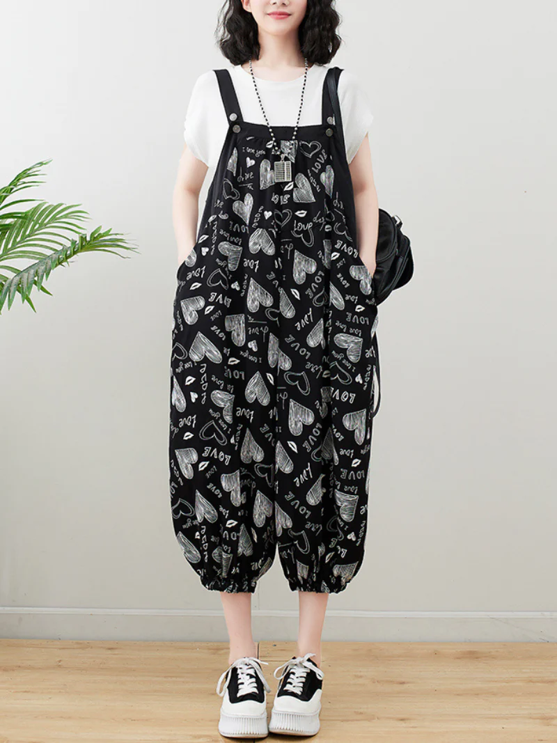 Pure Soul Black Cotton Baggy Dungarees - Image 7