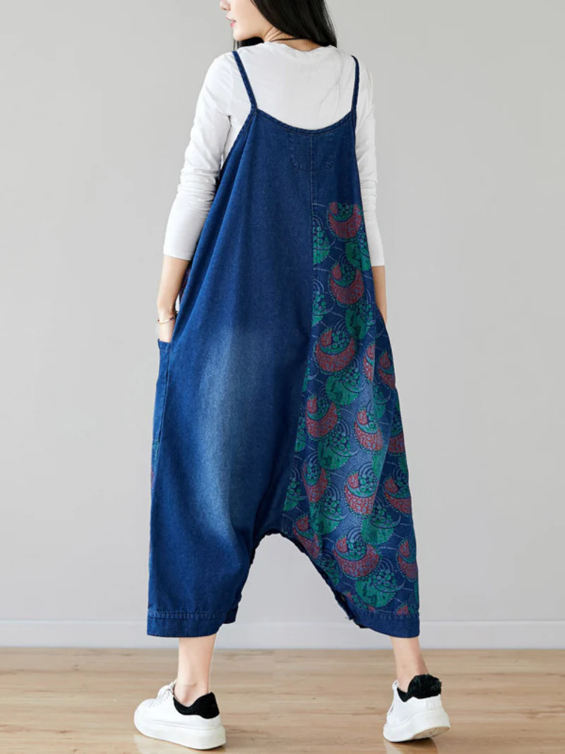 Pure Soul Denim Blue Cropped Baggy Dungarees - Image 2