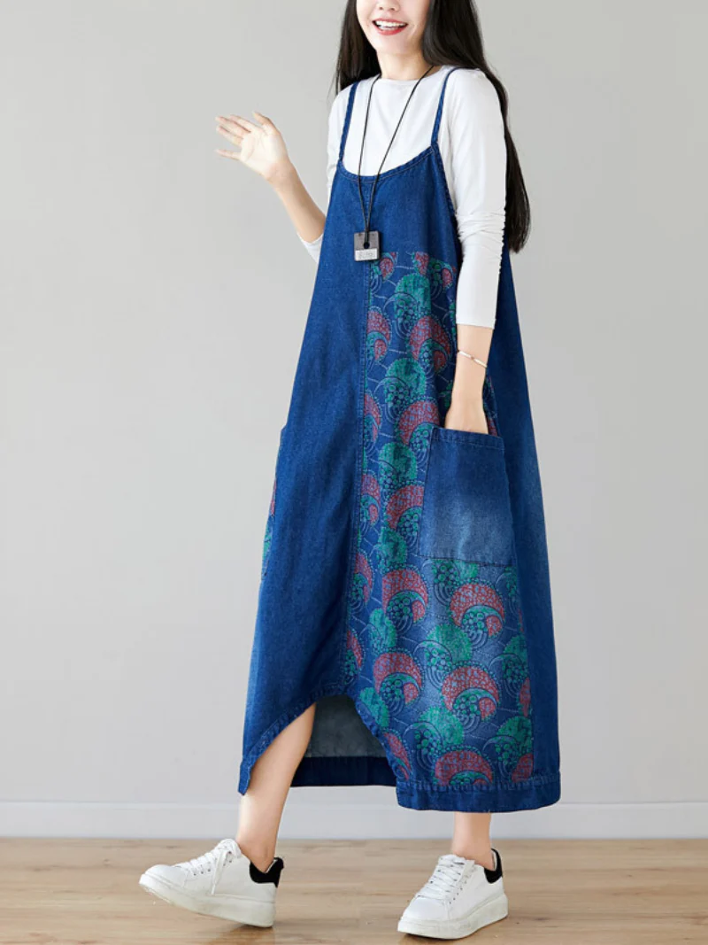 Pure Soul Denim Blue Cropped Baggy Dungarees - Image 4