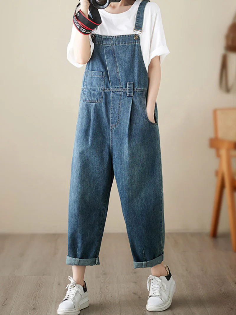 Pure Soul Denim High Waist Loose Overall Dungarees - Image 2