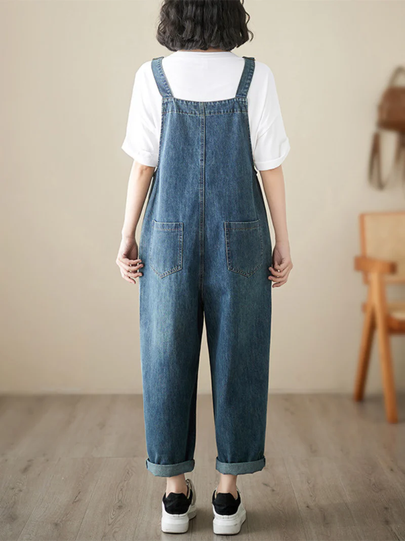 Pure Soul Denim High Waist Loose Overall Dungarees - Image 3