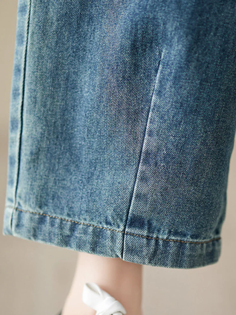 Pure Soul Denim High Waist Loose Overall Dungarees - Image 4