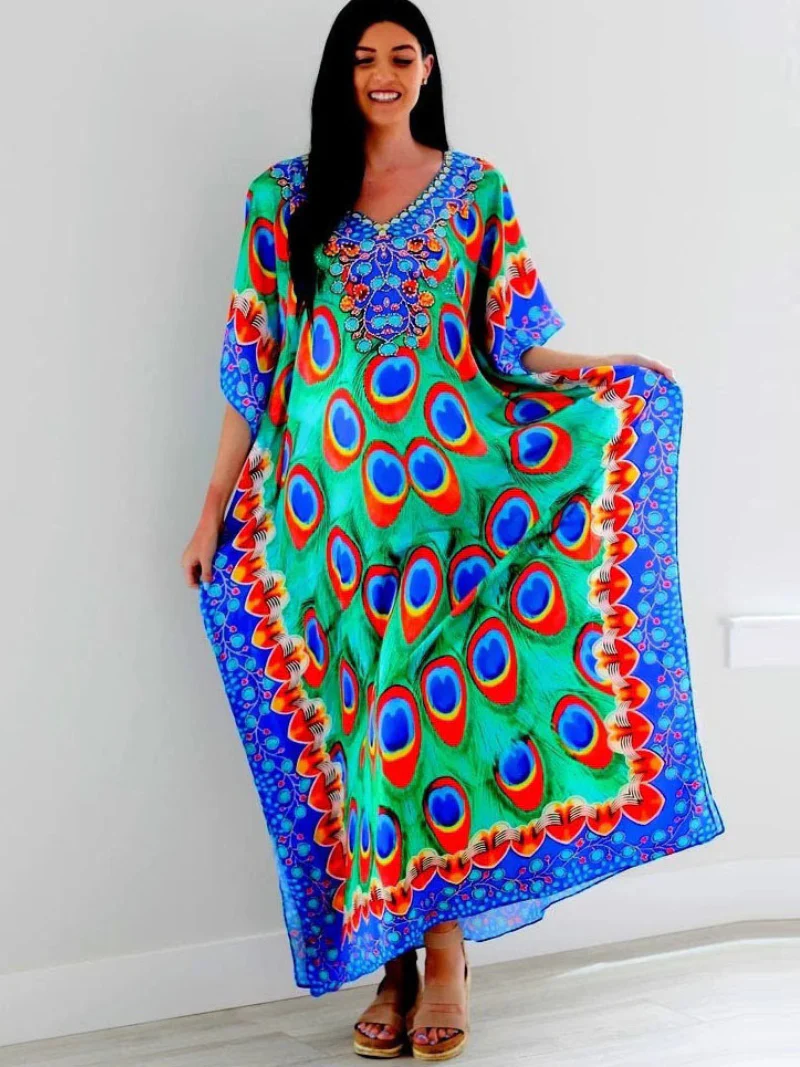 Pure Soul Polyester V-neck Kaftan Dress - Image 2