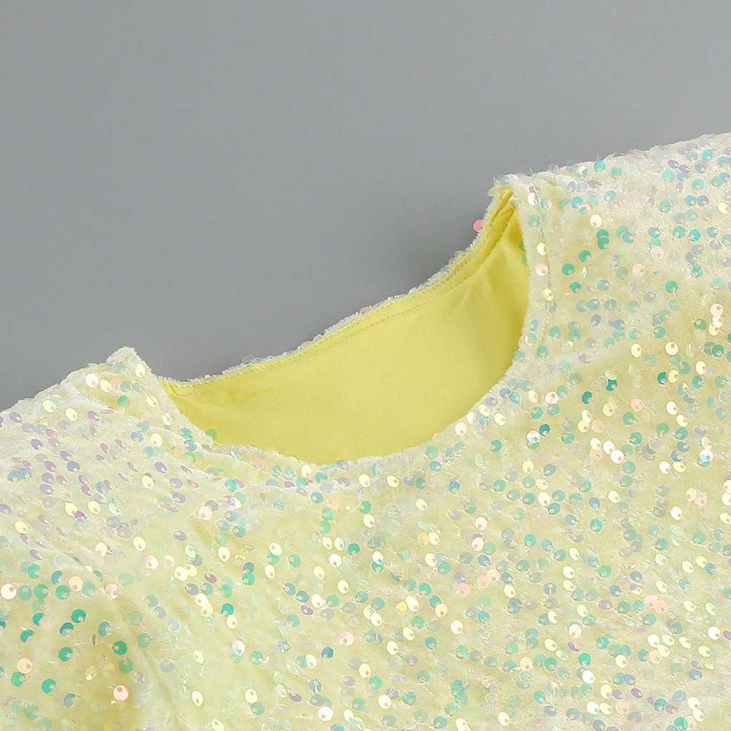 Radiant Sequin Embellished Ruched CutOut Long Sleeve Side Slit Maxi Velvet Dress - YelLow - Image 5