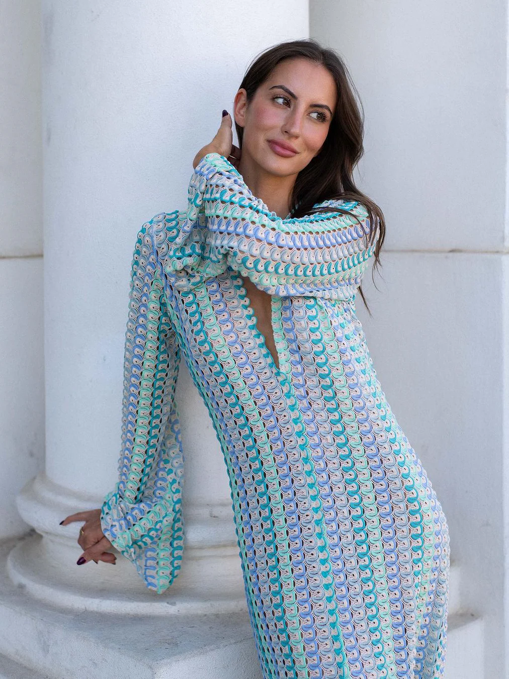 Rainbow Knit Long Cardigan - Image 6