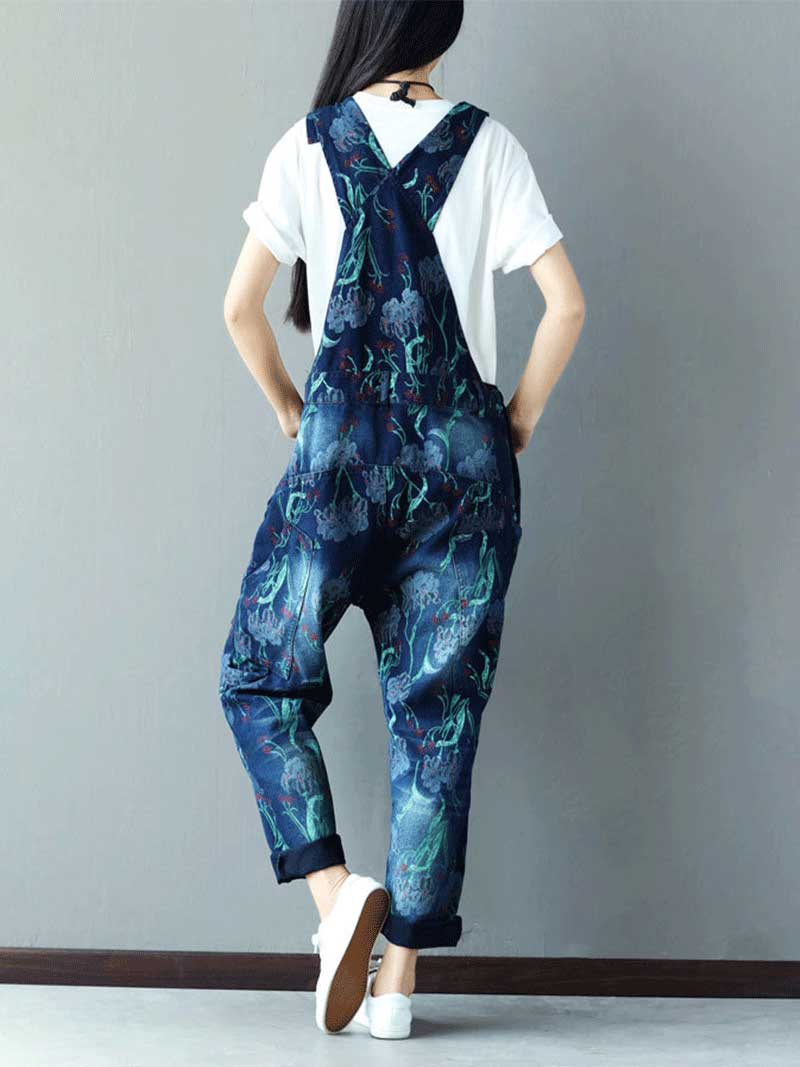 Reality Is Wrong Ripped Printed Straps Denim Overall Dungarees - Image 3