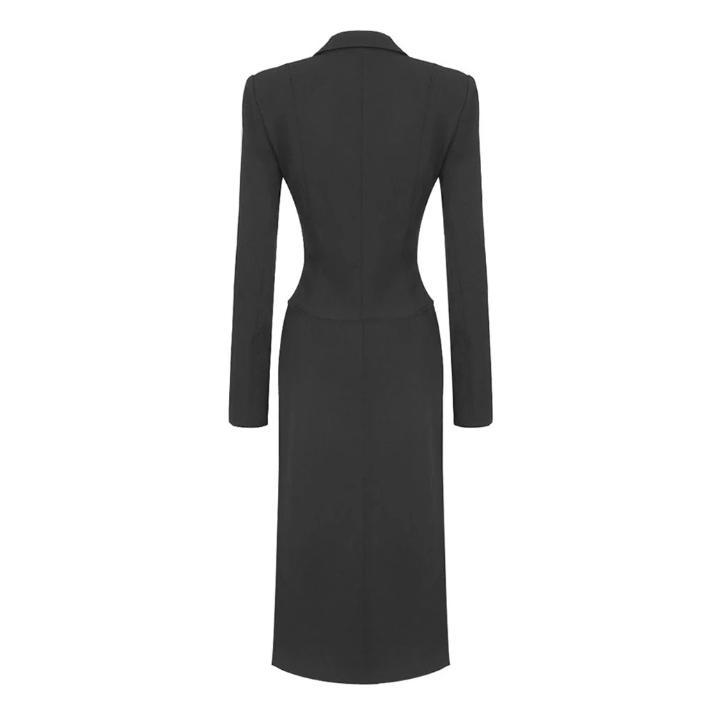 Rebellious Lapel Padded Long Sleeve Cut Out Buckle Cinched Blazer Matching Set - Image 4