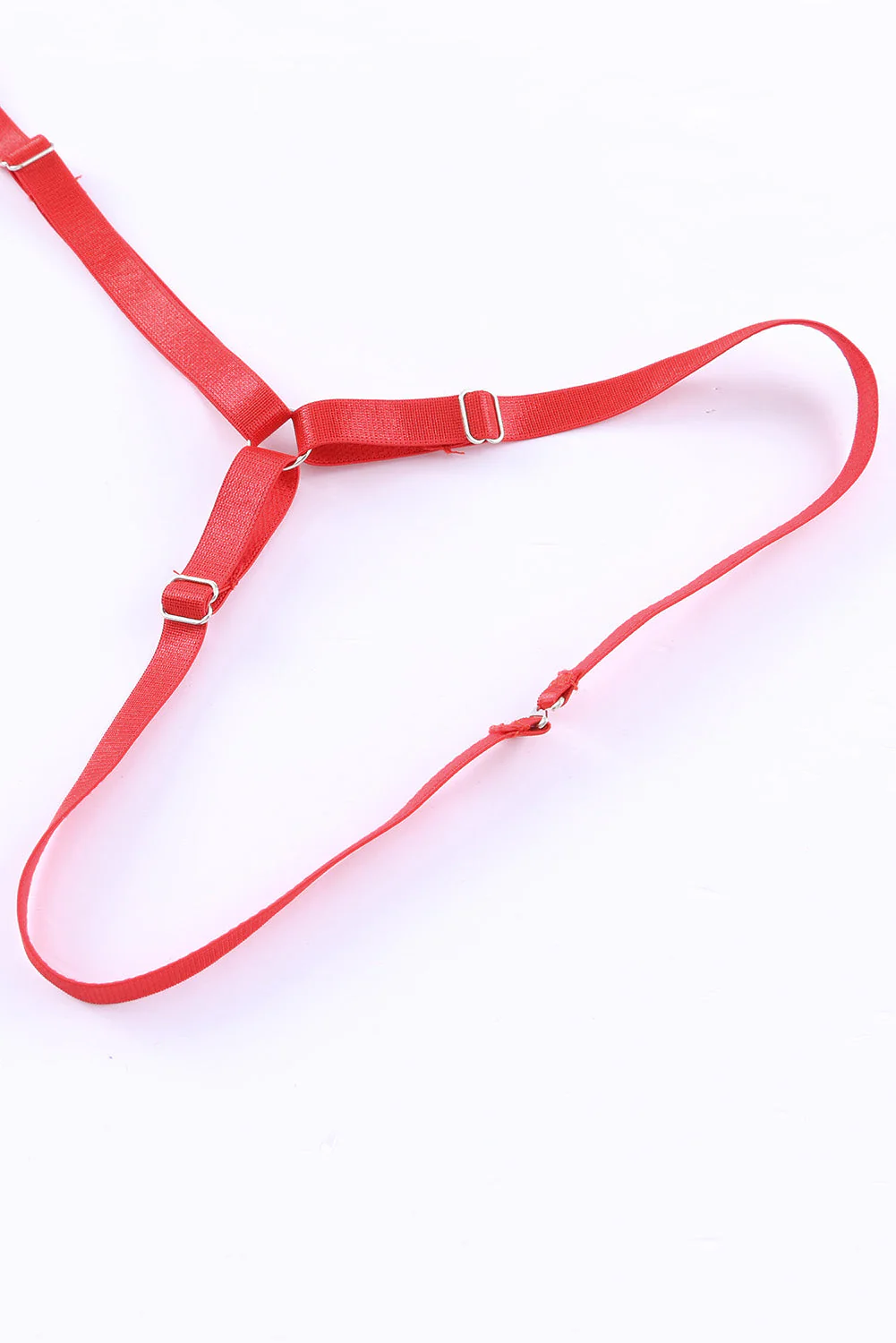 Red 3Pcs Heart Print Mesh Splice Lingerie Set - Image 11