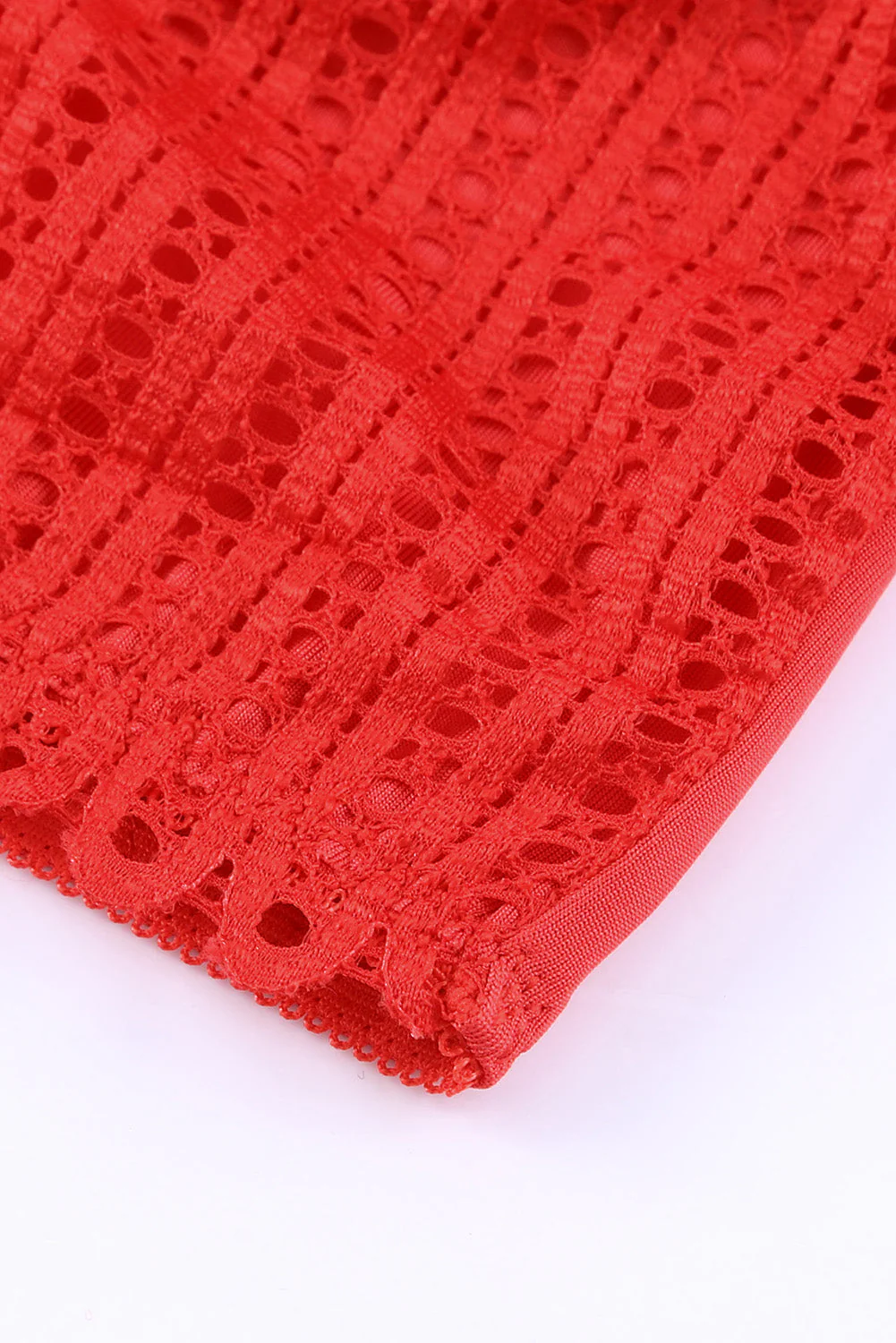 Red 3Pcs Heart Print Mesh Splice Lingerie Set - Image 8