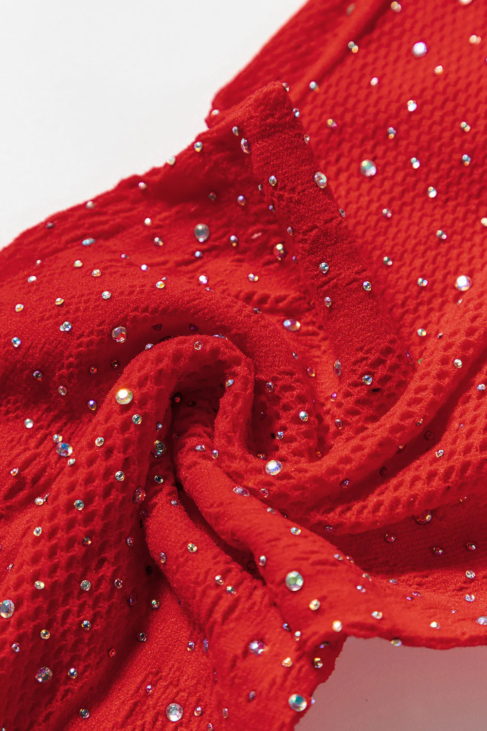 Red Rhinestone Fishnet Long Sleeve Body Stocking - Image 12